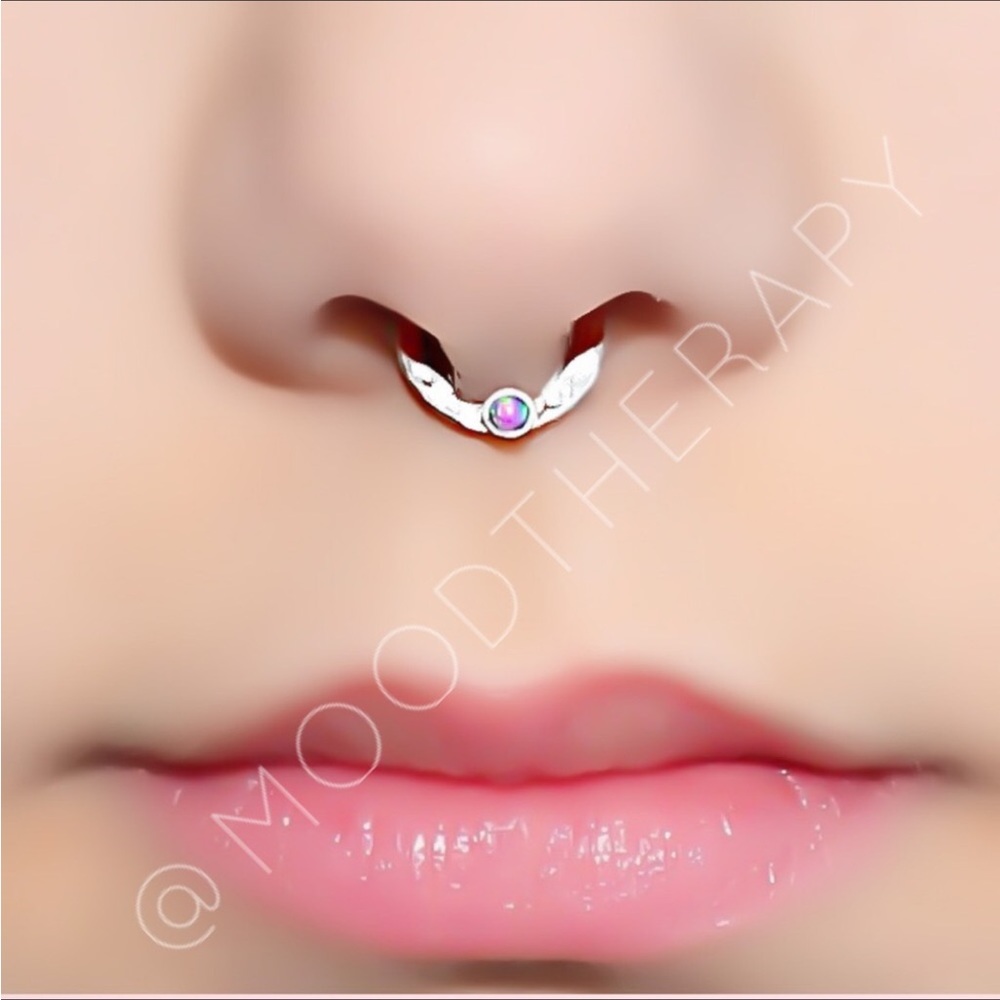 🌻NIB Handmade Pink Fire Open Gemstone Septum/Daith Ring🌻